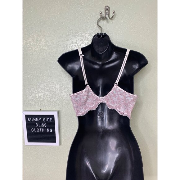 Free People Pink & White Lace Adjustable Bralette Lingerie Top Size Medium - Picture 5 of 11